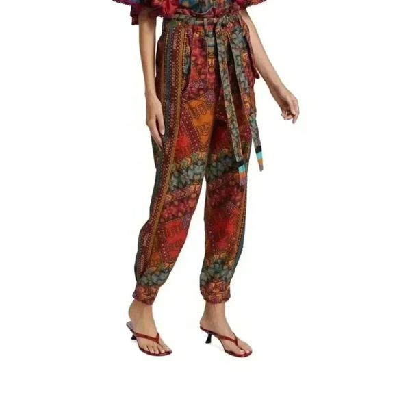 NWT Farm Rio Striped Paper Bag Pants Beaded Bohemian Aztec Tribal Tropical Pants - Picture 5 of 12